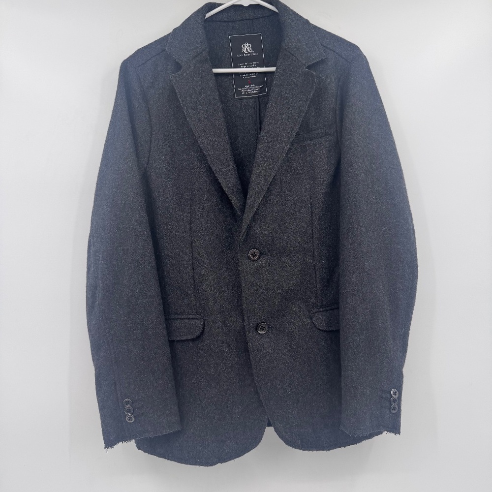 Rock Republic Coat Men Large Gray Wool Blend Jacket Blazer Pockets Preppy